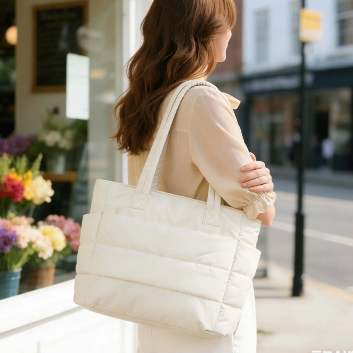 Puffy Bubble Tote Bag for Women Commute Laptop Gym Bag Tote Bag,Light weight Versatile Tote with Multiple Compartments for Travel & Work Organize Zipper Closure Durable Quilted Tote Bag Travel Bag,dorm room inspo,college dorm essentials,dorm haul