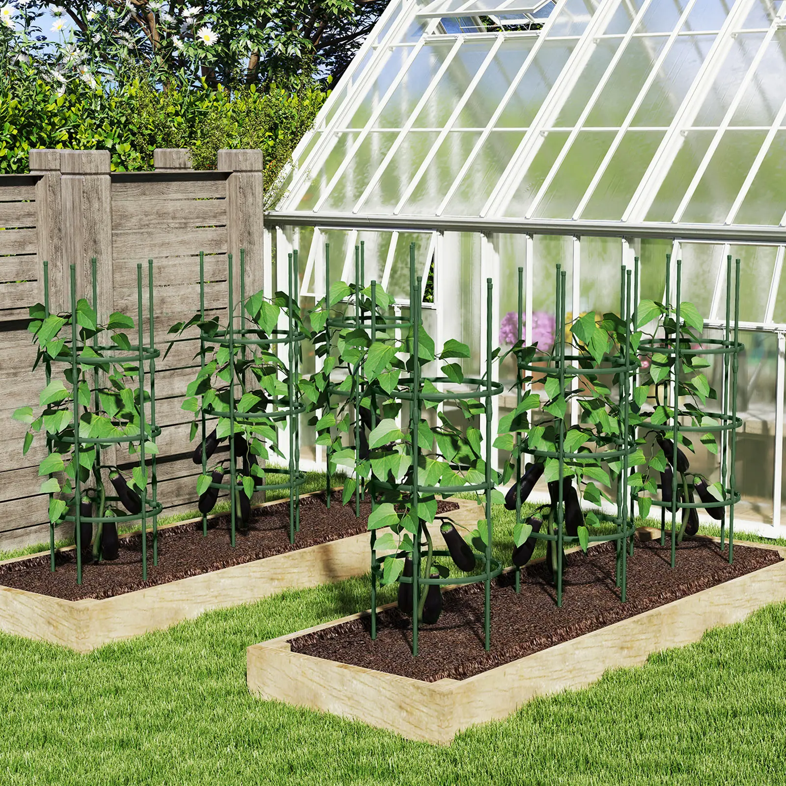 COSTWAY - 3 Pack 60 inch Adjustable Tall Plant Support Trellis for Climbing Plants