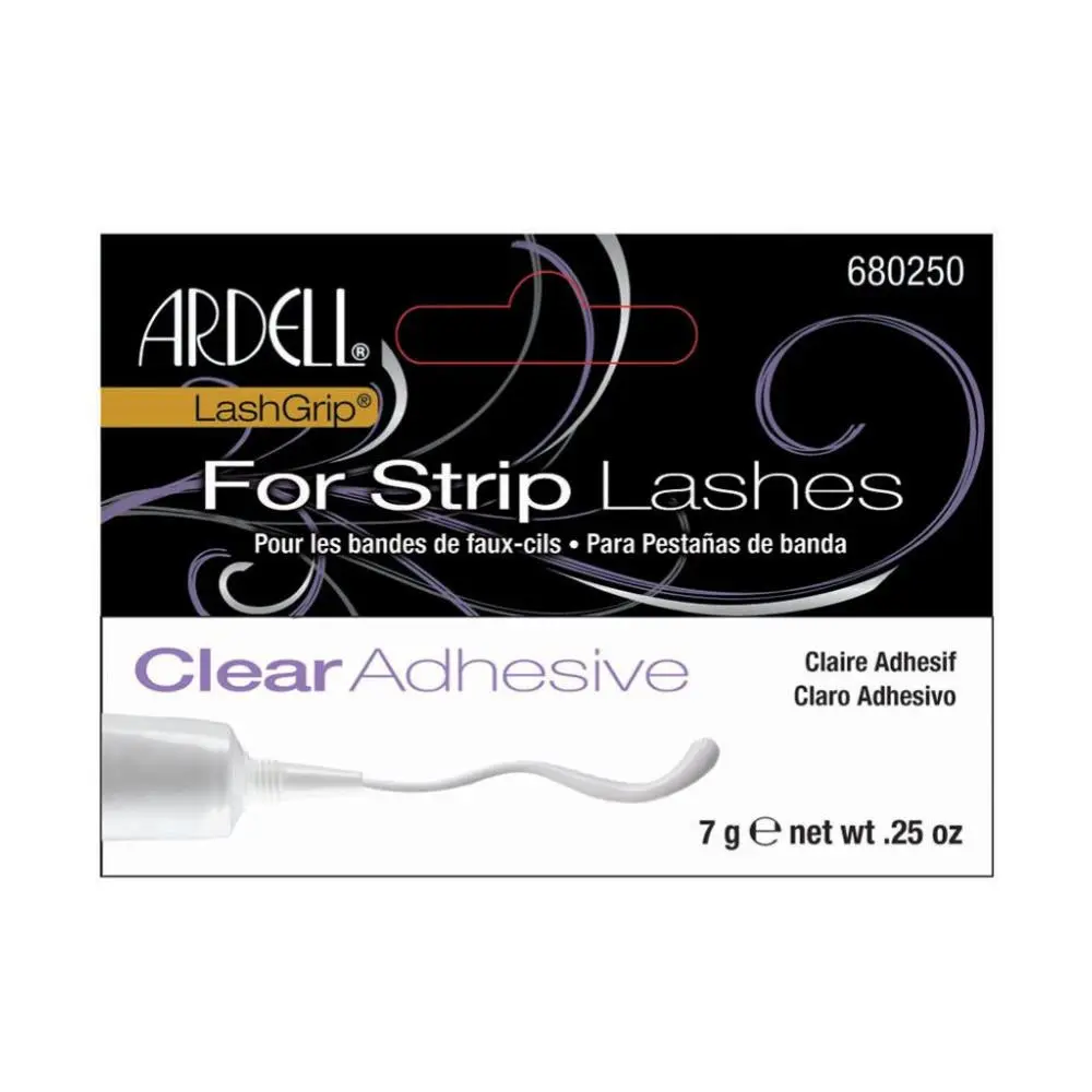 Ardell LashGrip Eyelash Adhesive - Clear, 0.25 oz, Gentle Fast-Dry Makeup Glue with Rubber Latex, Aqua & Ammonium Hydroxide, Thin Line Apply, Invisible Long-Lasting Hold for Strips, Ideal for Beginners & At-Home Beauty Routines, Eyelash Extensions, Cosmet