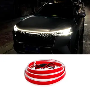 Car LED Hood Light Strip, 70 Inch 12V Flexible Waterproof Daytime Running Lights for Car, Universal Engine Cover Decoration Accessories for Cars, SUVs, Trucks, Dynamic Scan Start-up Effect