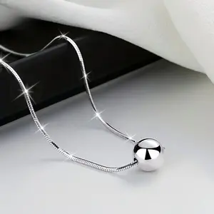 Elegant Snake Chain Necklace with Simple Small Ball Pendant - Versatile for Daily Wear & Parties, Perfect Anniversary Gift for Wife, Party Accessory|Retro Bohemian Style|Simple Pendan
