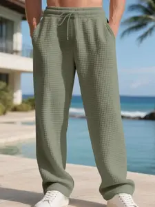 fall outfits Men's autumn and winter thickened waffle casual long pants are skin-friendly, comfortable and versatile. They are perfect for Halloween, Christmas and birthday gifts, Casual Street Pants