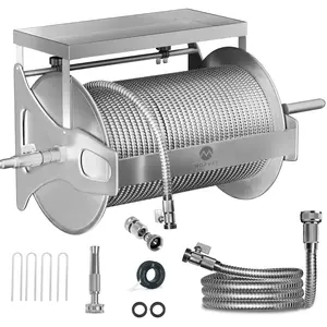 Morvat 150FT Stainless Steel Lawn Garden Hose Reel with Accessories & 100FT Hose
