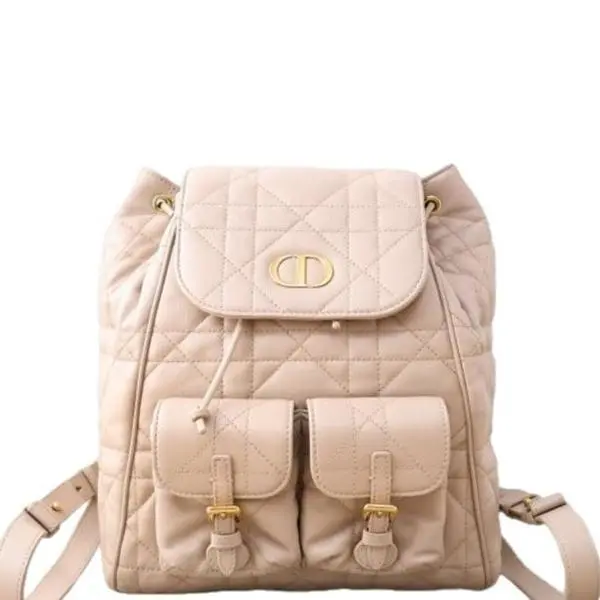 Pre-owned Dior Backpack Calfskin Natural Tan (jt102126aj2r) [Shanghai]