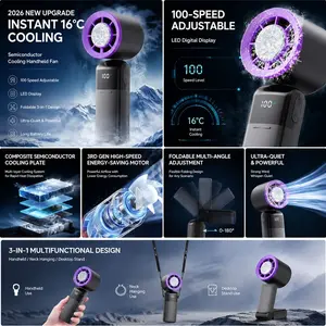 Portable Handheld Fan, Rechargeable Handheld Fan, Tri-Function Semiconductor Cooling Fan, 16°c Instant Cool Airflow, 2400mah Battery, Lightweight & Quiet, Multifunction Fan, Ideal for Summer, Outdoor Activities, Festivals