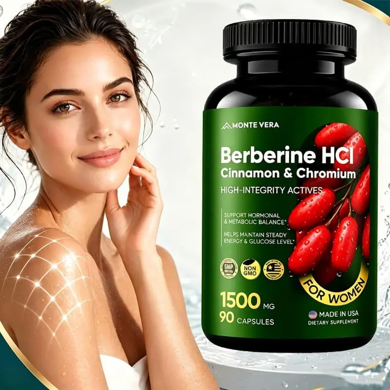 Berberine HCl 1500mg with Ceylon Cinnamon & Chromium, Metabolic and Energy Support, Vegan Non-GMO Supplement, 90 Capsules