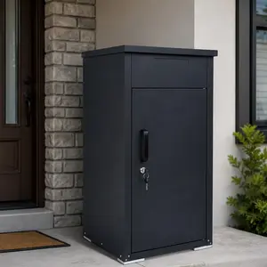 ARCH Large Package Delivery Box for Outside, Cold-Rolled Steel Lockable Mailbox for Packages & Mails, Anti-Theft Parcel Drop Box for Porch, House, Curbside, Black, 34x16x17 Inch, Weatherproof Rustproof, Black Color Options, Steel Material