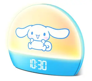 Hello Kitty Cinnamoroll Sunrise Alarm Clock, USB Powered Digital Bedside Clock with Color Changing Light, 6 Color Modes, LED Display, Blue Room Decor