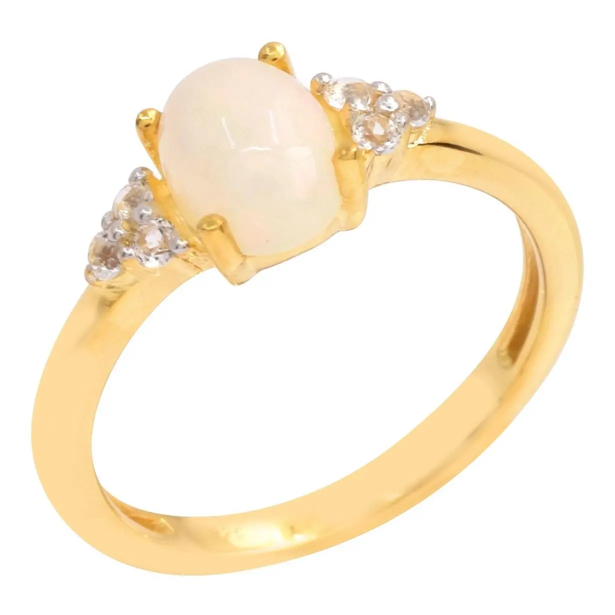 Affinity Gems Ethiopian Opal & White Topaz Ring, 14K Plated