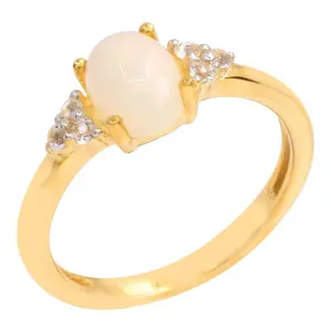 Affinity Gems Ethiopian Opal & White Topaz Ring, 14K Plated