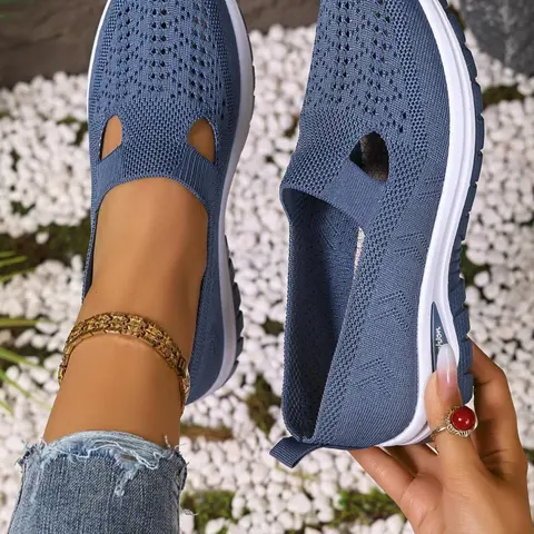 Women's Fashionable Plain Shoes, Casual Comfortable Breathable Shoes, Lightweight Slip-On Breathable Shoes for Daily Wear, Walking Shoes, Casual Summer Shoes, Casual Slip Ons