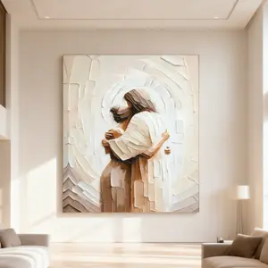 Jesus Embracing Woman Canvas Wall Art, Waterproof UV Protected Fade Resistant Religious Artwork, Vibrant Framed Decor for Church Home Bedroom Office Prayer Room