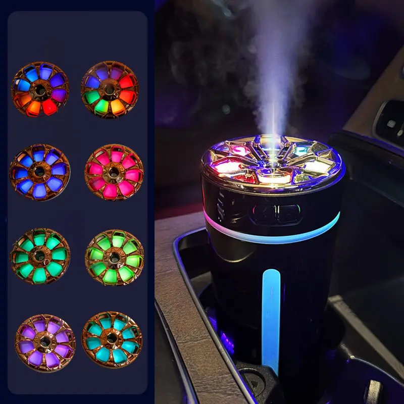 Mother's Day Gift Set- Smart Car Air Freshener with RGB Ambient Lights, Portable Waterless Car Aromatherapy Humidifier,Cup Holder Air Freshener Car Aromatherapy Diffuser, Natural Perfume