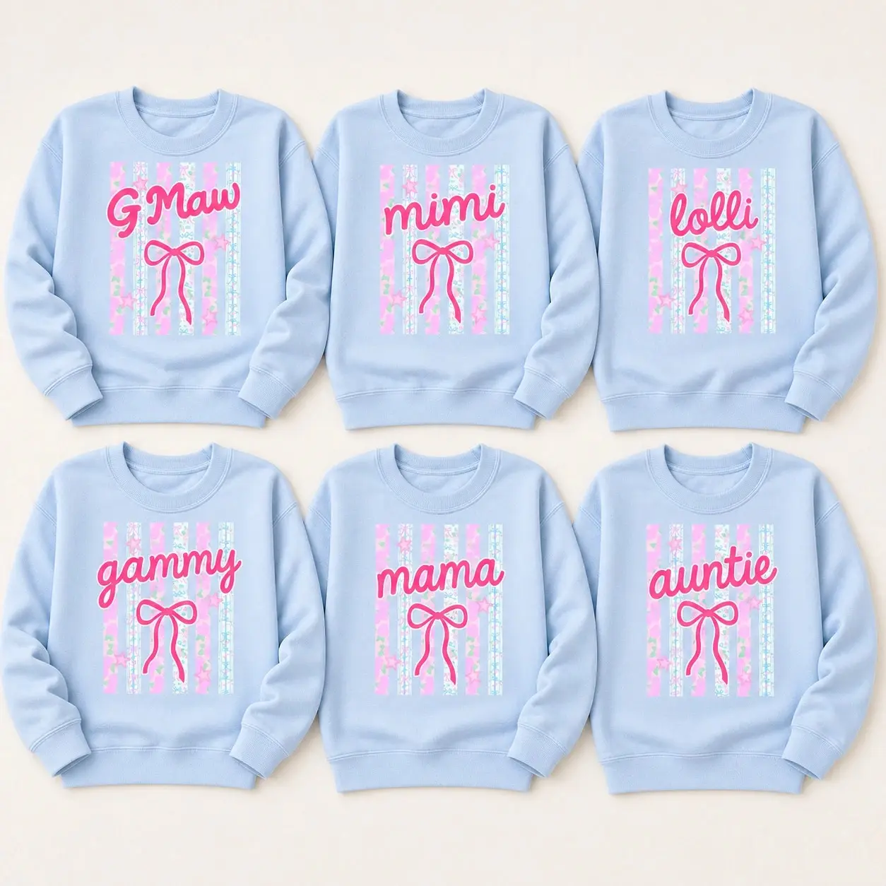 Custom Floral Bow Family Nickname Sweatshirt for Mom Grandma Auntie, Personalized Mother's Day Crewneck - BABINO HOUSE