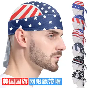 Outdoor sports straps, pirate headscarf, Independence Day print cycling pullover, moisture-wicking sports cap