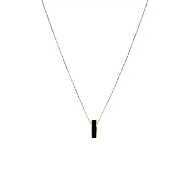 WEWA BLACK CIRCLE CHIP NECKLACE