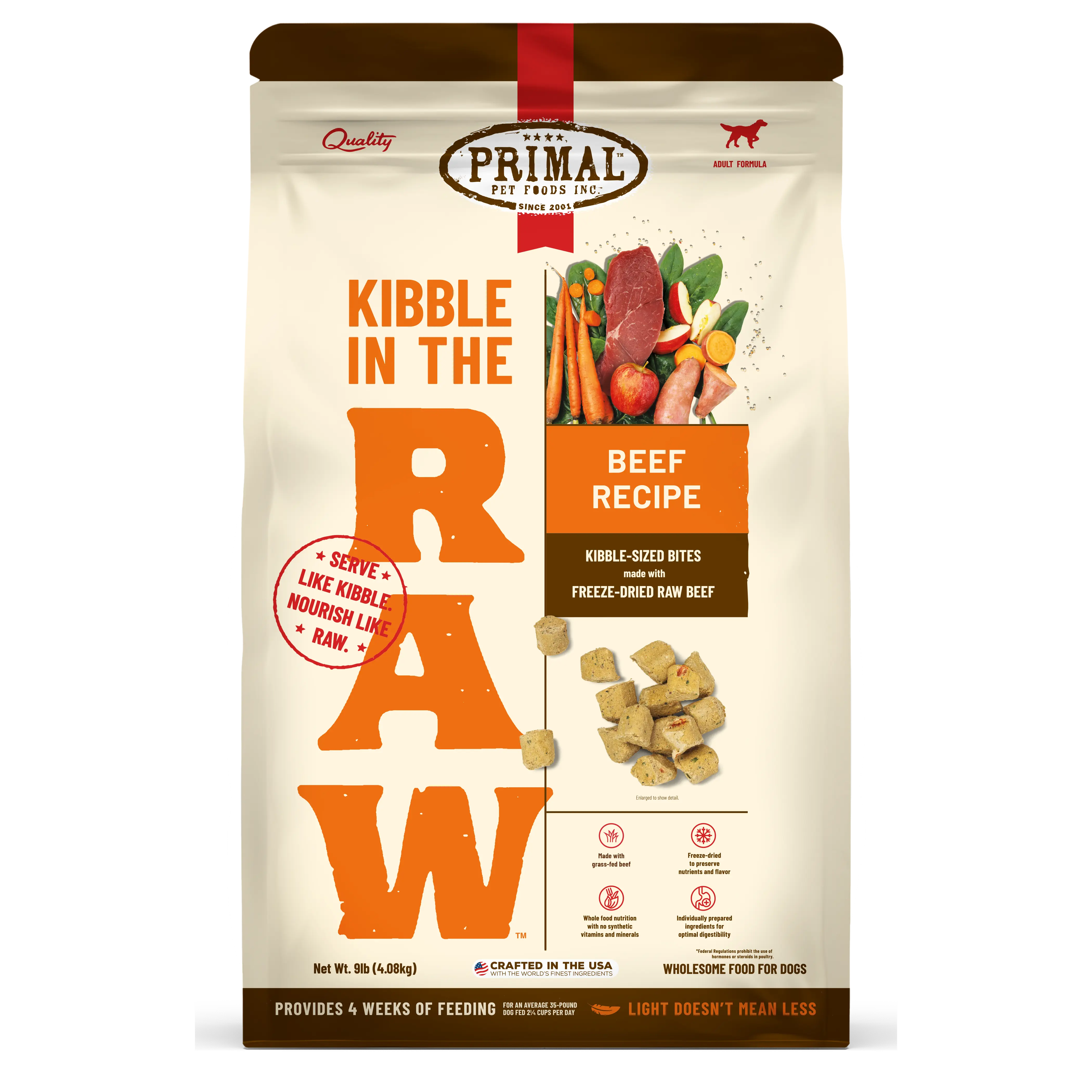Kibble in the Raw Dog Food - Beef Recipe