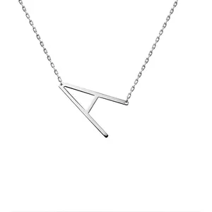 Stainless Steel Initial Letters Necklace for Women Color Gold and Silver from A-Z Letter