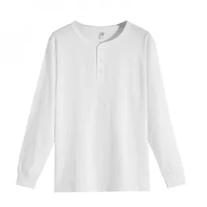 Men's 250g American Heavyweight Henley Long Sleeve T-Shirt Thick Loose Fit White Breathable Durable Comfortable Soft Warm Casual Top For Fall Winter Daily Wear Work Weekend Outdoor cozy comfort Grunge Graphic Album menswear unisex comfort top natural