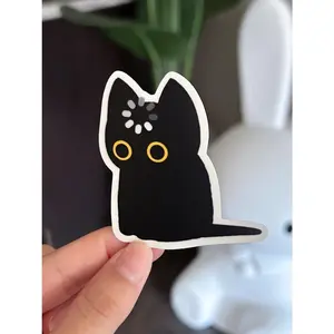 Black Cat Void Loading Sticker, Matte Vinyl Waterproof Sticker, Cute Silly Funny Sticker