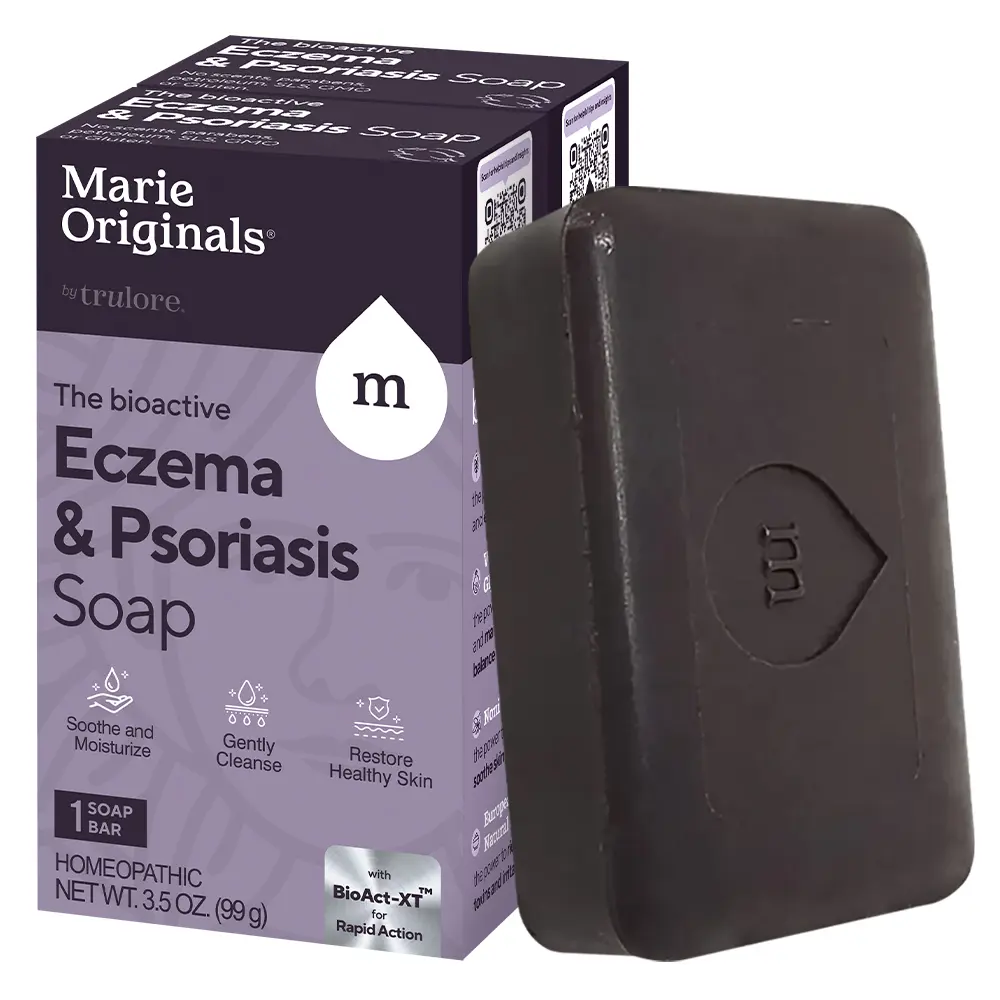 Marie Originals Eczema Face Soap Body Wash Bar – All Natural Psoriasis, Dermatitis Treatment for Dry Itchy Flaky Skin Relief – Gentle Detoxifying, Healing, Anti-Itch, Cleansing Skincare (Pack of 2)
