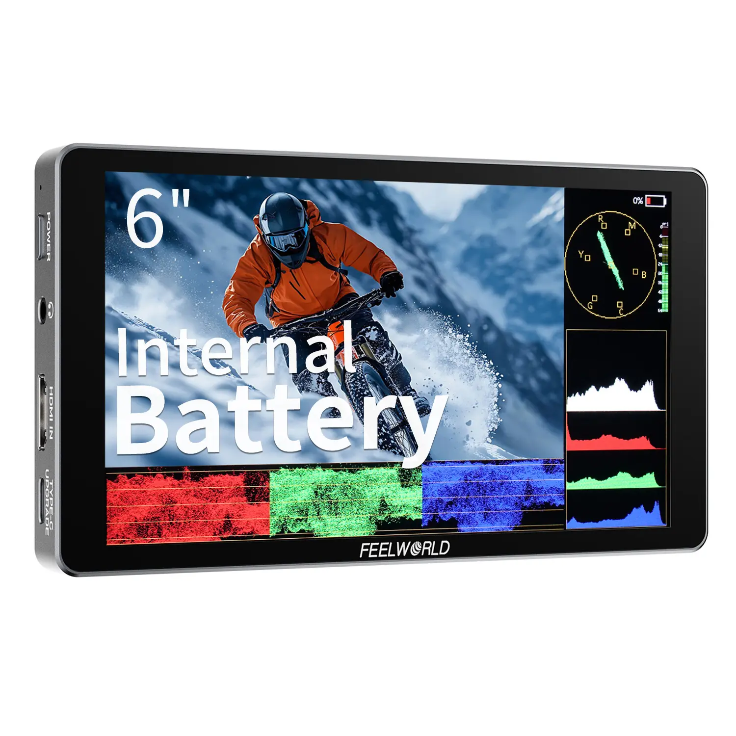 FEELWORLD P6XL 6 inch Built in Battery Aluminium 1200nit Camera Field DSLR Monitor Touchscreen High Brightness Waveform HDR 4K HDMI Input and 3D LUT Out Lightweight