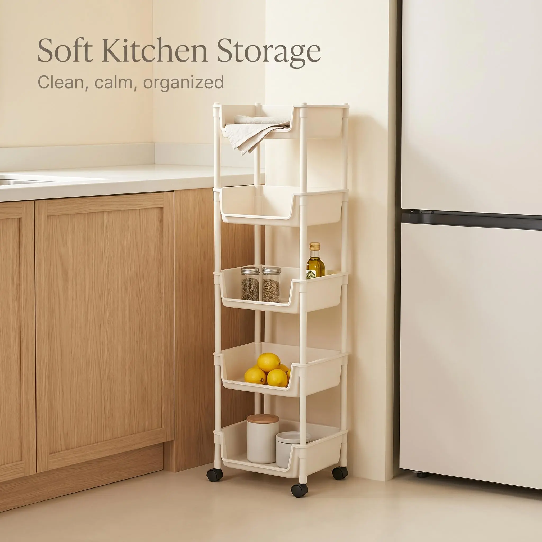#Rolling  Cart with Wheels, Multi-Layer Adjustable Freestanding Shelf, Space Saving Plastic Organizer, Portable Easy Install  Unit for Kitchen Bathroom Bedroom Living Room - Memorial Day Deals & Memorial Day Sale storag