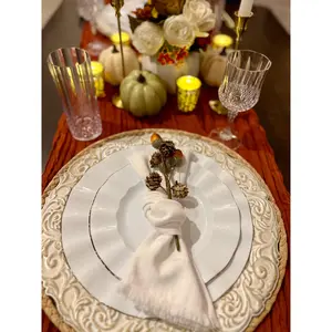 Rustic Fall Table Setting for Two Plastic Tableware Reusable Romantic  Birthday