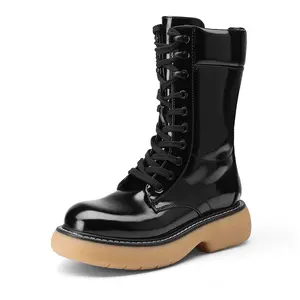 Dream Pairs Women's Platform Mid Calf Lace Up Combat Boots