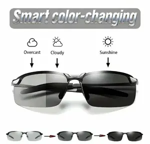 Paleshy Photochromic Polarized Sunglasses - UV 400 Protection & Geometric Frame - Lightweight Metal & Resin Eyewear for Men & Women - Day-to-Night Clarity