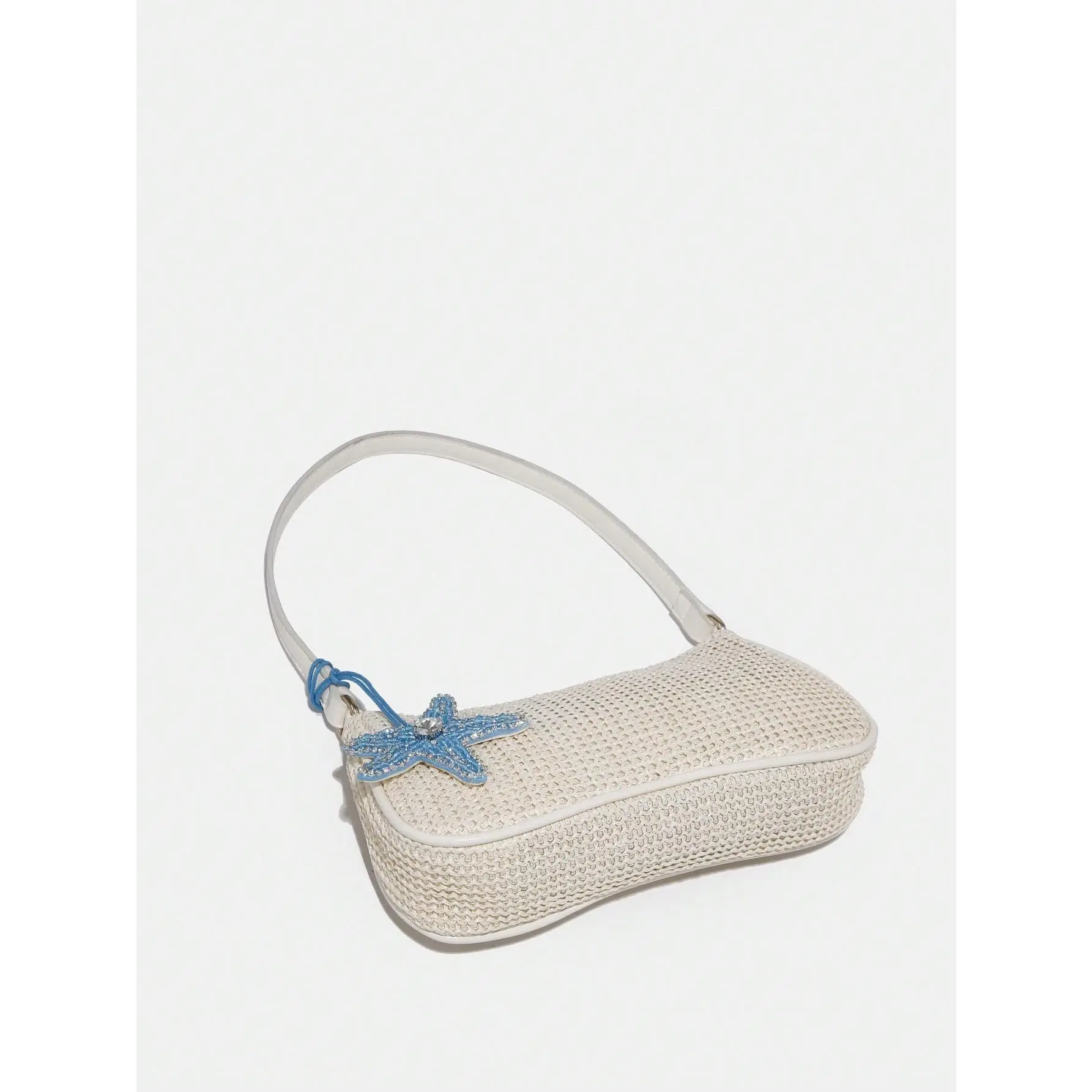 Boho Seashell Shoulder Bags Zipper Single Strap Straw Handbags Underarm ...
