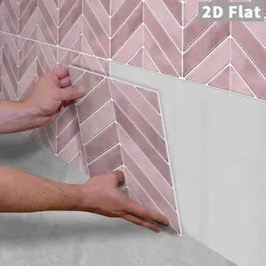 10PCS/Box GST Pink Minimal Herringbone PE Foam Tile Stickers, Waterproof Shockproof Peel & Stick Tiles for Kitchen Bathroom Bedroom School Office Any Smooth Surface Home Decor
