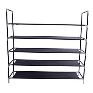 5-Tier Non-woven Fabric Shoe Rack, Black, with Handle - Simple Assembly for Home Storage