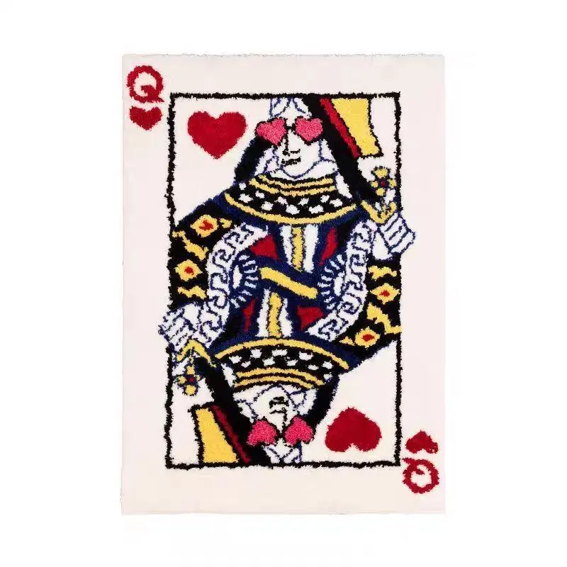 Carpet Poker Hearts Personalized Decoration Carpet Thickened Cashmere Imitation Living Room Bedroom Bedside Mat