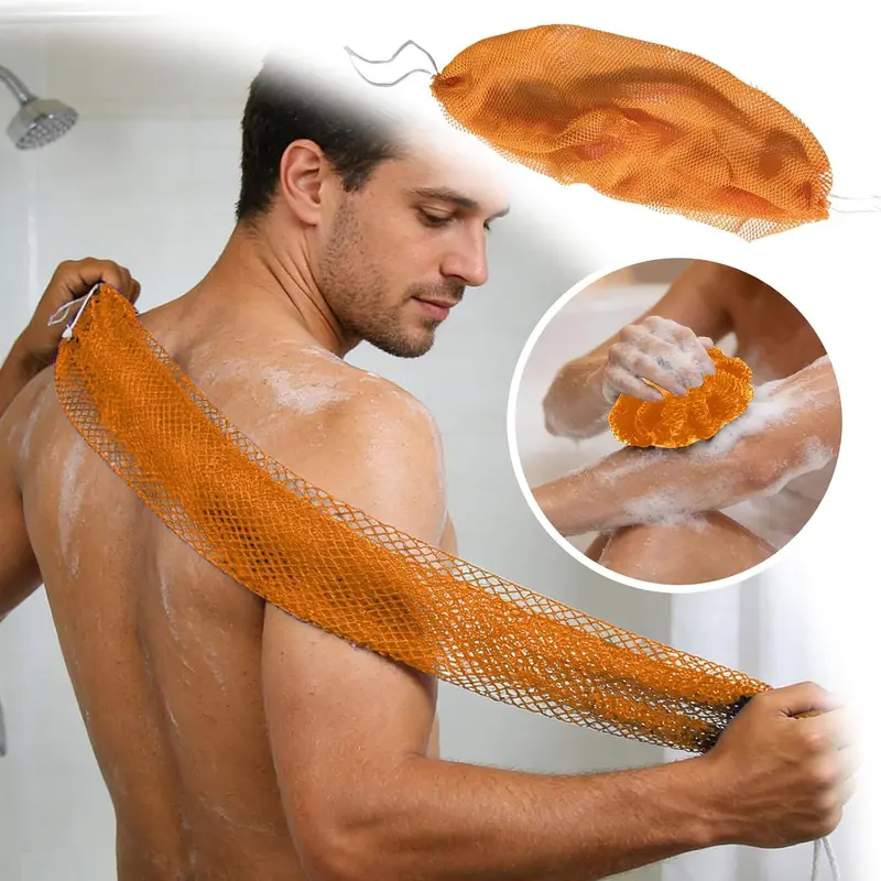 African Bath Sponge - 100% Nylon Mesh Exfoliating Body Net, Highly Elastic 3D Mesh Fits All Skin Types, Banish Rough Skin, Deep Pore Scrub, Labor-Saving Gentle Clean, Eliminate Dirt Bathroom Bath Towel