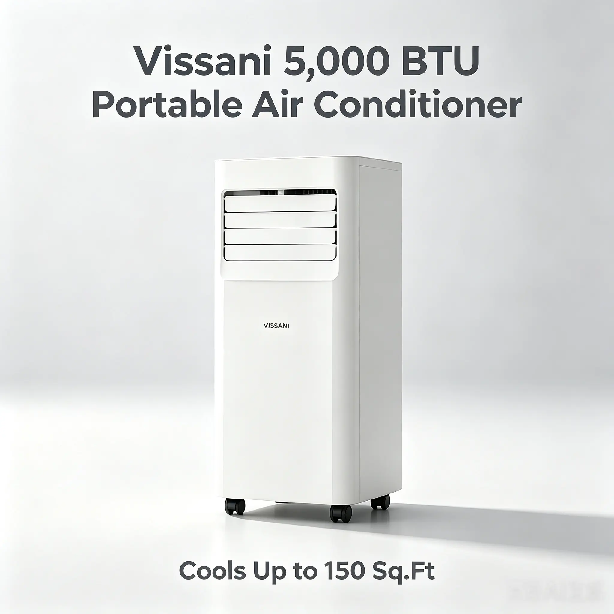 Vissani 5,000 BTU Portable Air Conditioner (Like New), 3-in-1 Cool Dehumidifier & Fan, Quiet Operation, 24 Hour Timer, Remote Control, Cools Up to 150 Sq.Ft, Installation Kit Included
