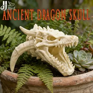 Ancient Dragon Skull Outdoor Decor, Collectible Figurine, Home Room Bookshelf Decoration, Desktop Ornament, Fantasy Creature Statue