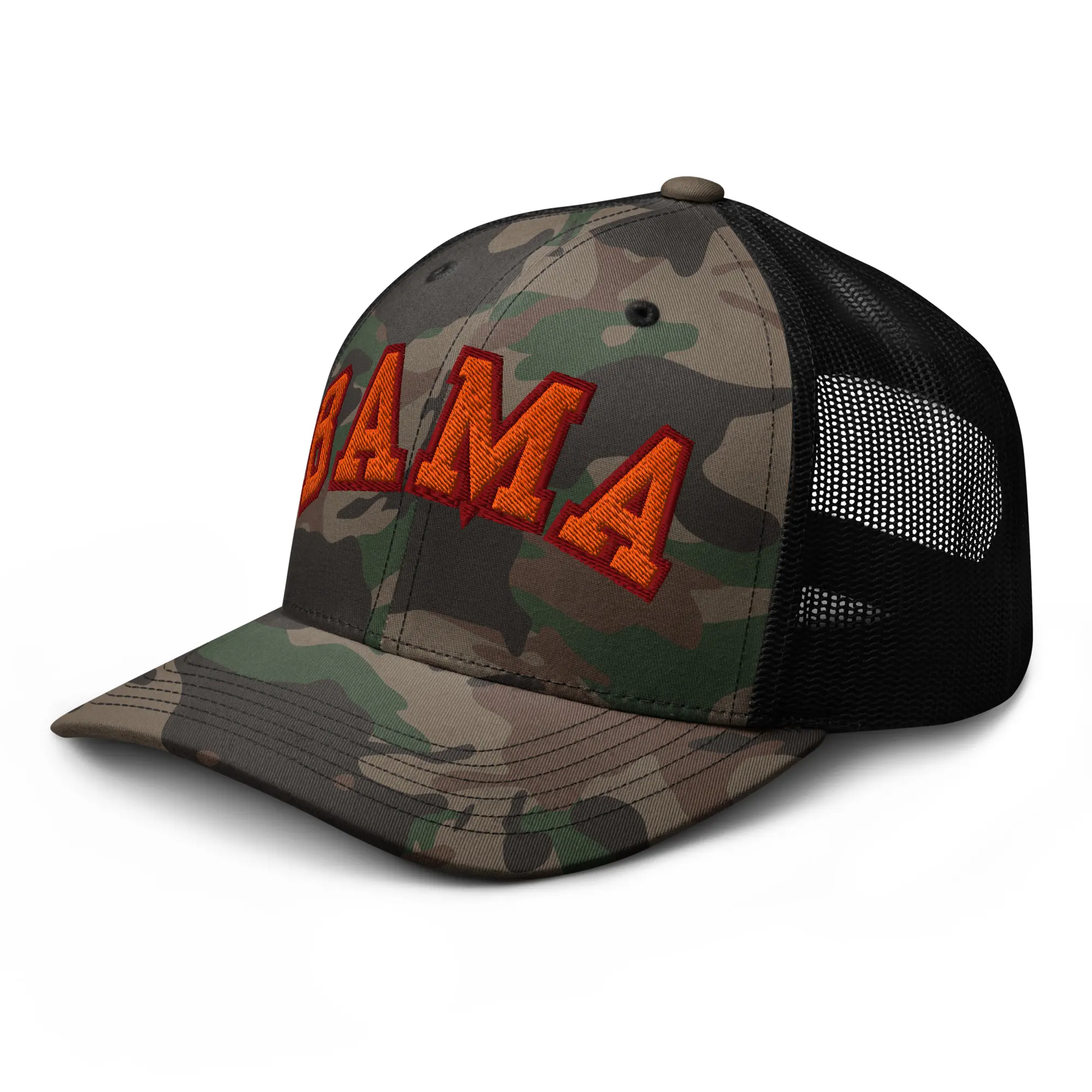 RIVEMUG NG Camo Bama Embroidered Curved Bill Camouflage Trucker Hat Low Crown Adjustable Alabama Cap