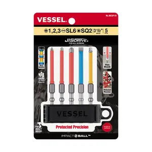VESSEL (IBC5P01) IMPACT BALL Torsion Bit Set with Coated Tube (5pc.)