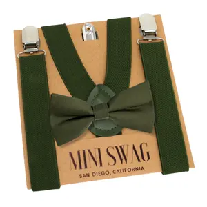 Olive Green Bow Tie + Suspenders