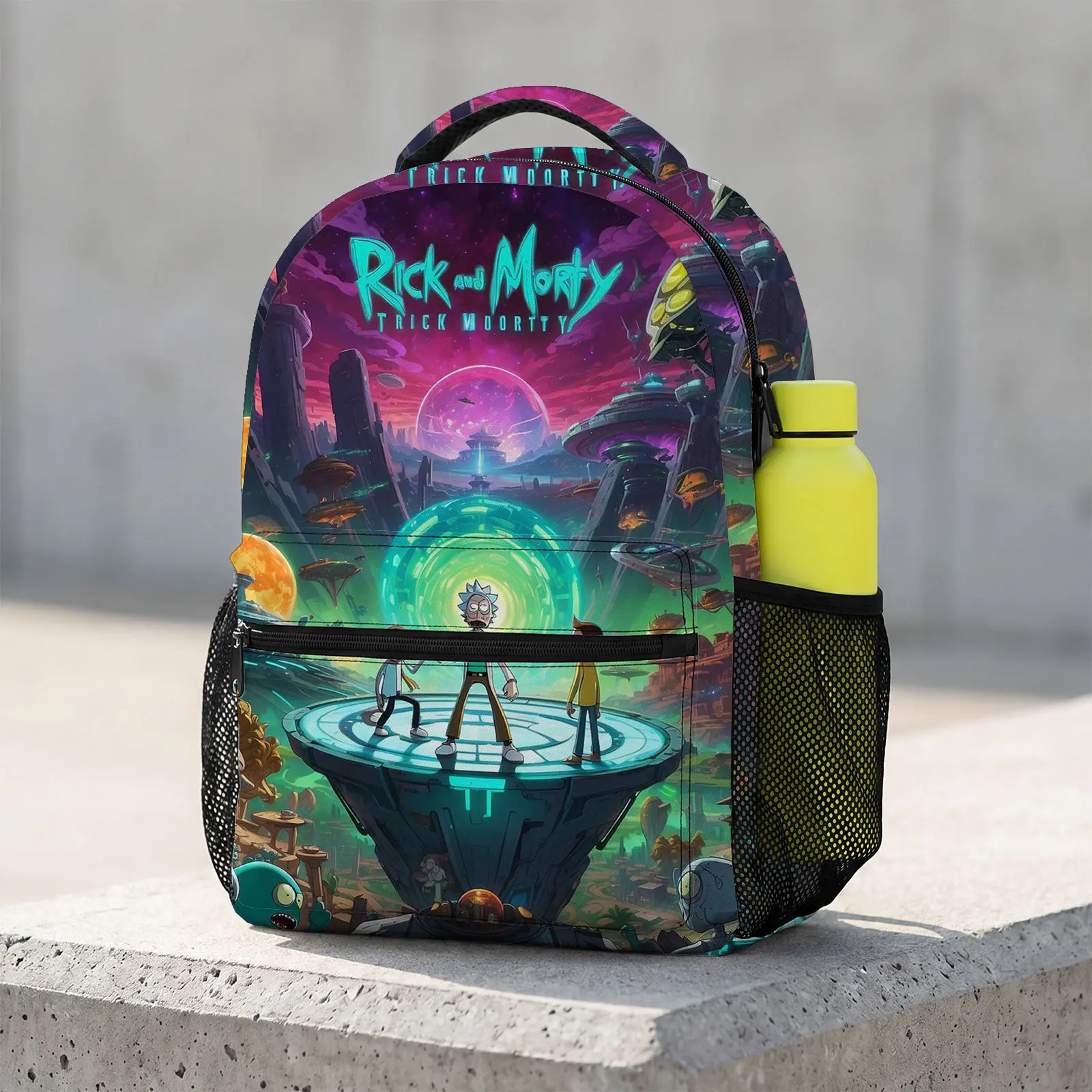 Rick-and-Morty Cute Cartoon School Backpack for Teen Girls | Aesthetic Print Bookbag for Kids & Students | Large Capacity Casual Daypack