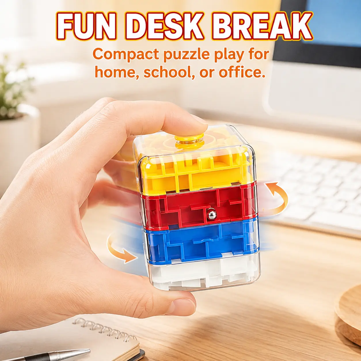 Clear Layered Ball Maze Puzzle Cube, Transparent Multi-Level Tilt & Roll Challenge Toy, Handheld Brain Teaser Game for Kids and AdultsHalloween Christmas Gift for Kids