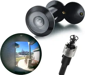 220-degree Solid Brass Peep Holes for Door with 16mm Drill Bit, 0.63 inch Door Peephole with Privacy, Compatible with Door Thick from 1-3/8" to 2-1/6", Matte Black Finish