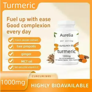 Turmeric Capsule 1000mg per Servings with Black Pepper Extract Bee Propolis Ginger MCT Oil & Fat-Soluble Vitamin C Highly Bioavailable Healthcare Supplement