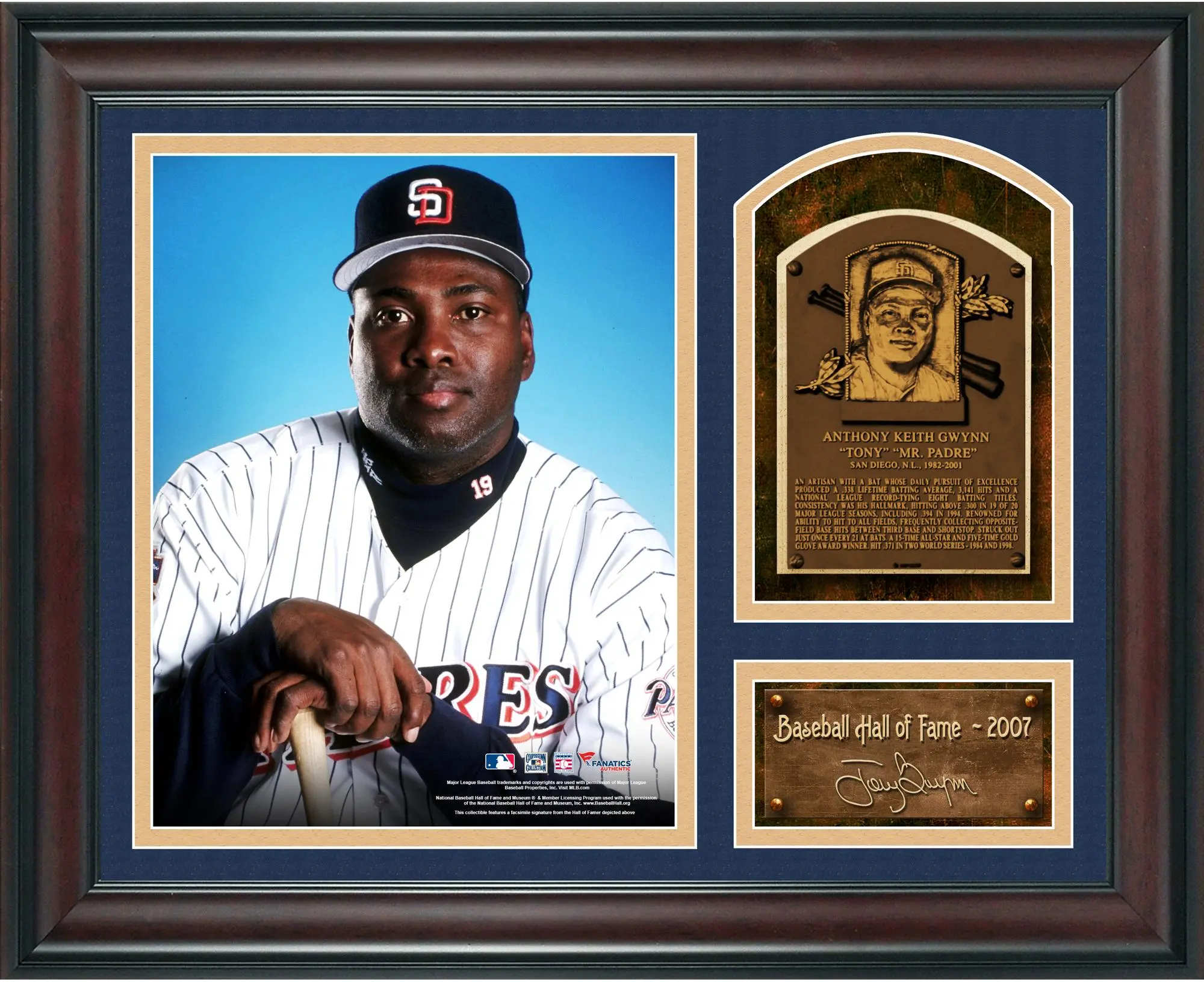 Tony Gwynn Baseball Hall of Fame Framed 15" x 17" Collage with Facsimile Signature - MLB Memorabilia
