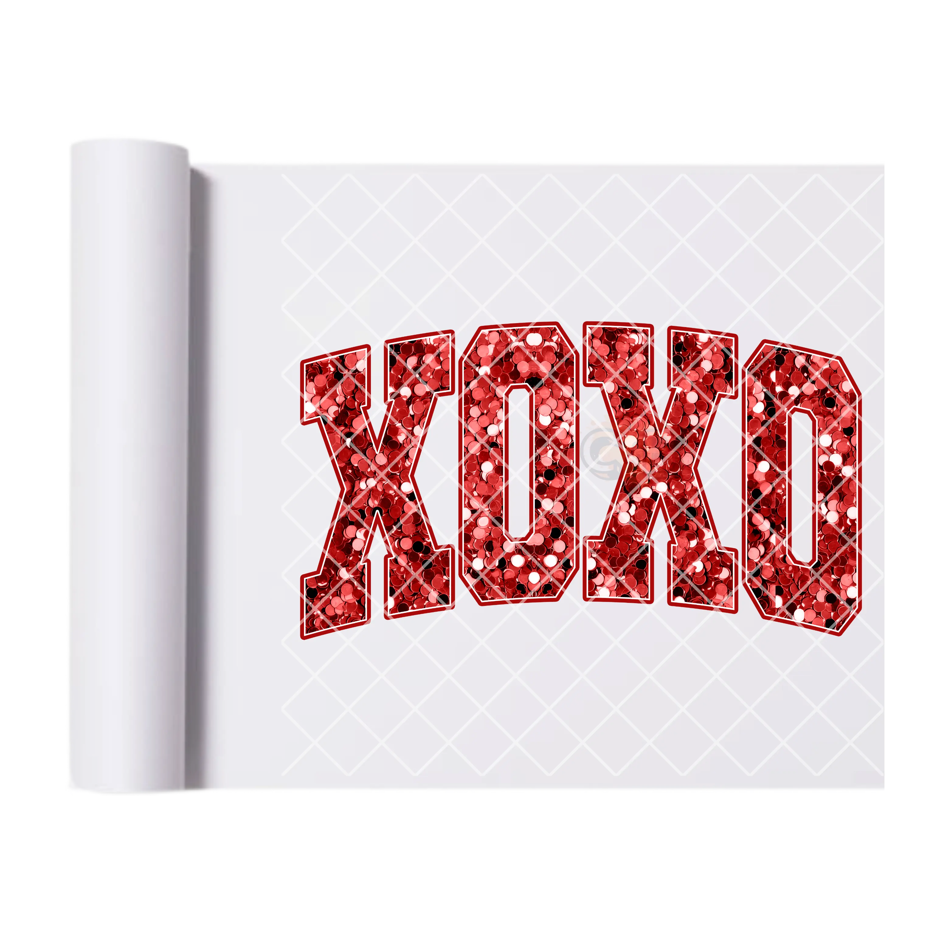 Xoxo red glitter DTF film t shirt transfer
