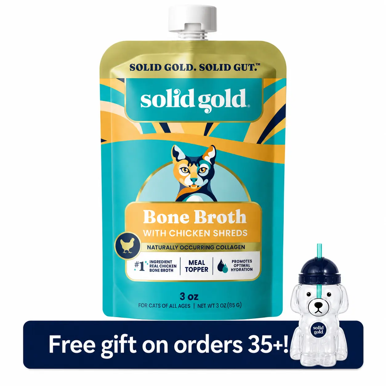 Solid Gold Bone Broth Chicken Meal Topper for Cats