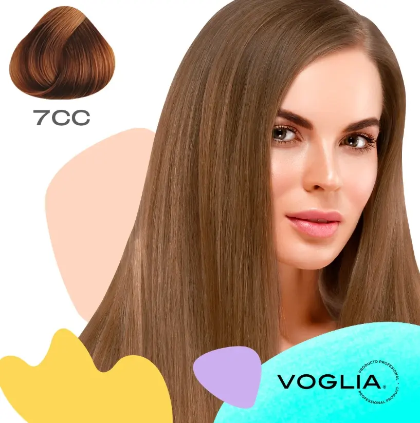 Voglia Salon Hair Color Cream - 7CC Medium Blonde, Gray Coverage Hair Dye for Haircare Needs