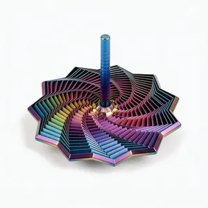 3D Printed Fidget Star with Handle, Stress Relief Sensory Spinner, Rainbow Gradient, Office Desk Toy, Kids Focus Training Gift