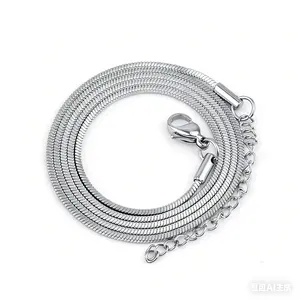 Best-selling stainless steel snake chain necklace, vacuum-plated snake bone chain necklace, hip-hop trendy versatile titanium steel necklace om initial cute gifts girlfriend stack accessories women friendship bracelets men's jewelry men